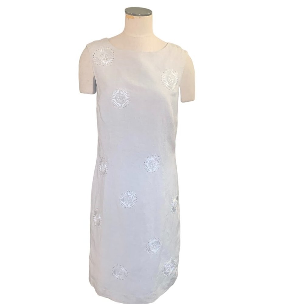 Premise Linen Blend Sleeveless Dress Embroidered Sz 12‎ #139A